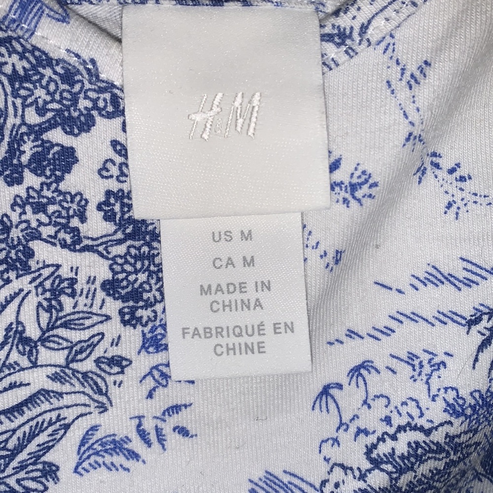 H&M | Delicate Jungle & Animals Print Bodysuit | White & Blue - Picture 4 of 4